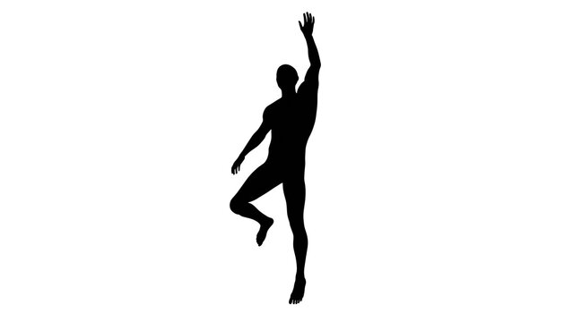 Silhouette of a beautiful young athletic man jumping high, transparent background. 3d illustration (rendering).