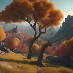 landscape with tree and clouds