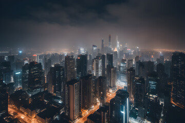 Obraz premium city skyline at night. Generative AI 