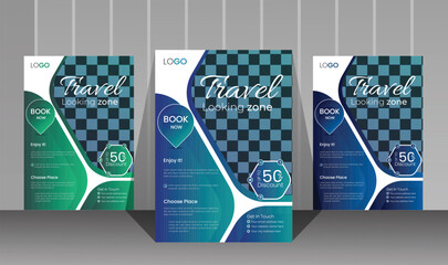 travel flyer design template vector 