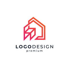 Fototapeta premium simple home and chair for home interior logo design