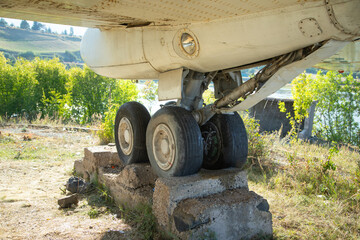 View of old abandoned plane tire.