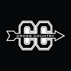 CC CROSS COUNTRY T shirt design vector 