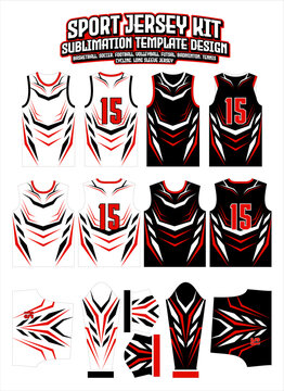 Red Black Jersey Design Sportswear Layout Template