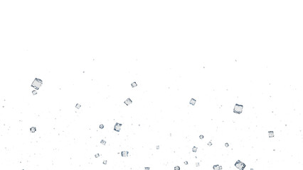 scattered ice cubes render 3D illustration on alpha channel