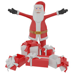 santa front view gift boxes 3D Character isolated background