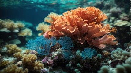 Naklejka na ściany i meble Capturing the Colors of the Ethereal Underwater World, Generative AI