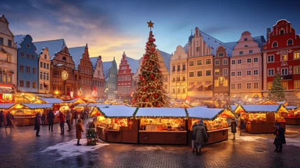 Crédence en verre imprimé Brugges christmas market square