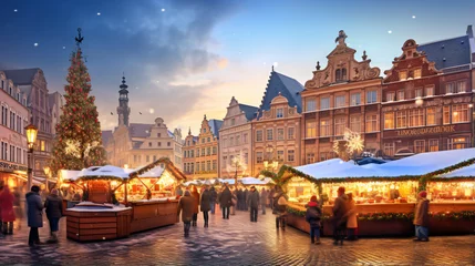 Gordijnen christmas market square © Natia