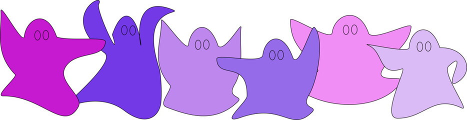 Banner con allegri fantasmi colorati che ballano