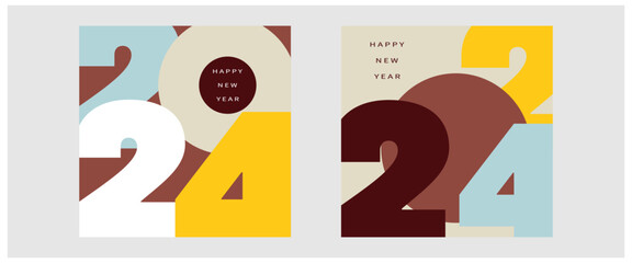 2024 new year design template for poster, flyer, calendar, cover and media post