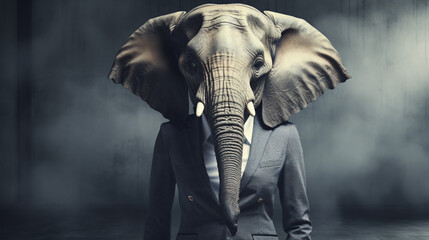Fototapeta na wymiar Concept image of a businesswoman with elephant head