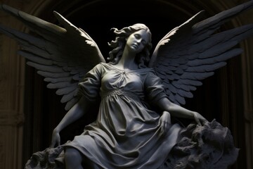 Fallen Angel. statue of angel. digital ai art, Generative AI - obrazy, fototapety, plakaty