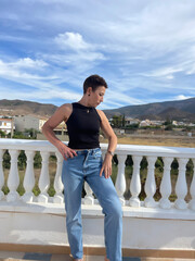 A Lady with black shirt