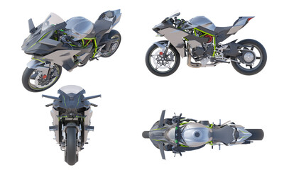 Set of realistic motorcycle isolated on transparency background