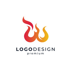 modern and abstract letter W with fire logo design