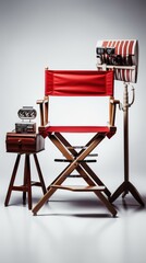 Director's chair with megaphone and clapboard