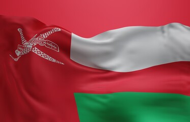 Abstract Oman Flag 3D Render Background (3D Artwork)
