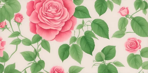 Tuinposter seamless pattern with roses © Rushikesh