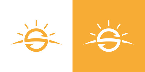 Letter S design for SUNSET and SUNRISE logo. combination of the letter S with the sun