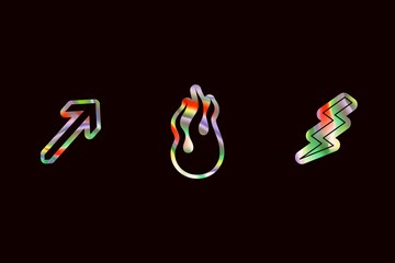 set of flags on black background