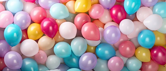 Fototapeta na wymiar colorful balloons background, bithday party design