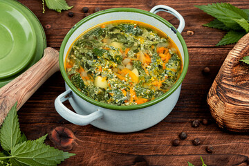 Seasonal fresh nettle soup.