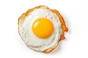Top View Fried egg isolated on white background - obrazy, fototapety, plakaty
