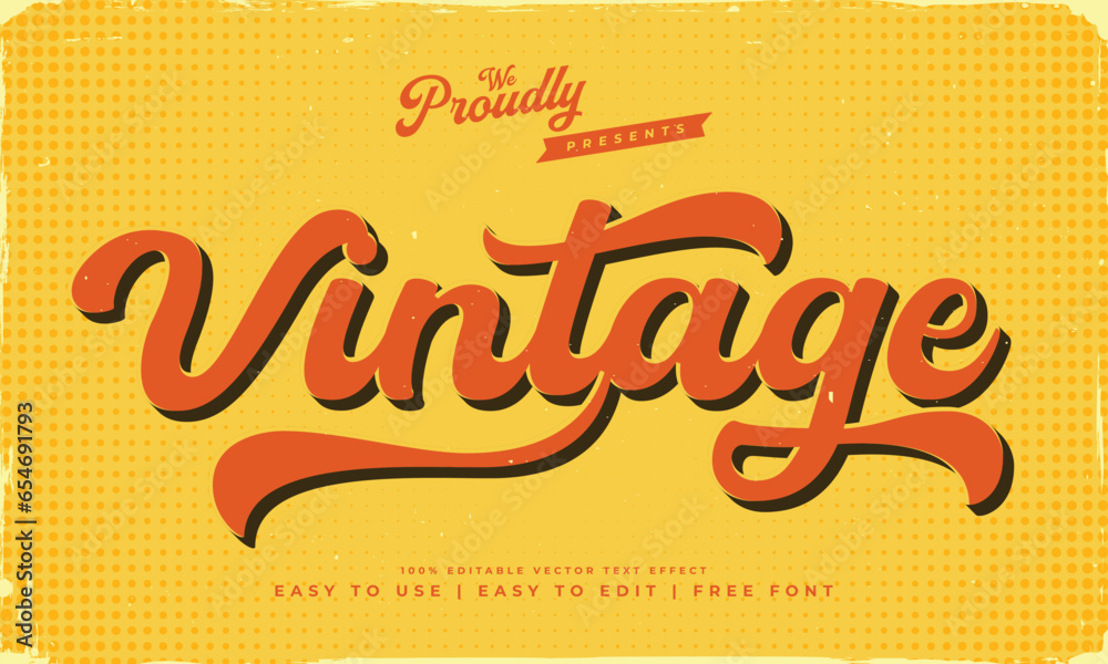 Fototapete vintage retro editable text effect alphabet font typography typeface