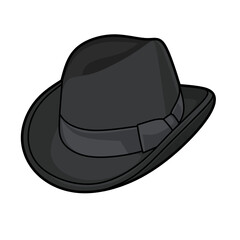 Vector illustration of homburg hat cap lineart isolated on white background, signs and symbol