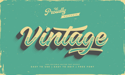 vintage retro editable text effect alphabet font typography typeface