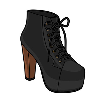 Vector illustration of lita boots shoes lineart isolated on white background, signs and symbol