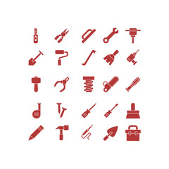Obraz premium set of carpenter equiptment logo vector icon