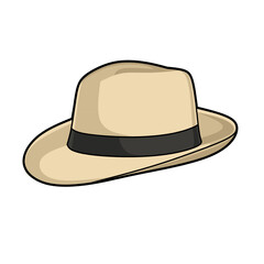 Vector illustration of panama hat cap lineart isolated on white background, signs and symbol