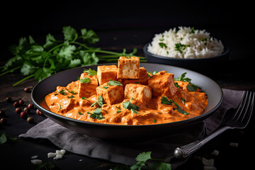 Paneer Tikka Masala Paired with Delicate Rice