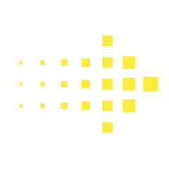 simple yellow halftone arrow icon button and element design 