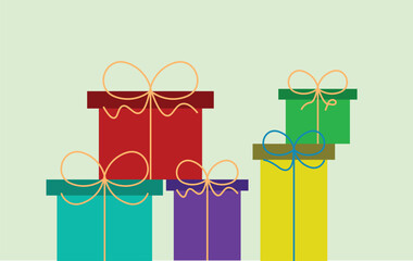 Stack of colorful gifts and presents. Vector illustration
