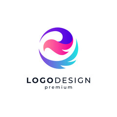abstract and colorful bird for business and finance logo design