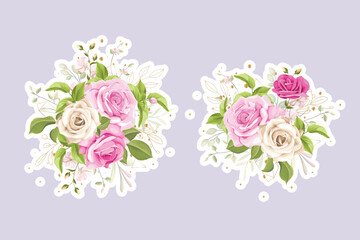 watercolor roses floral bouquet sticker illustration