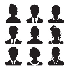 business people silhouette avatar set vector design