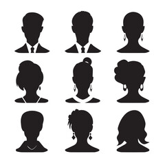 male and female face silhouette vector set