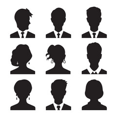 business people silhouette avatar set flat style