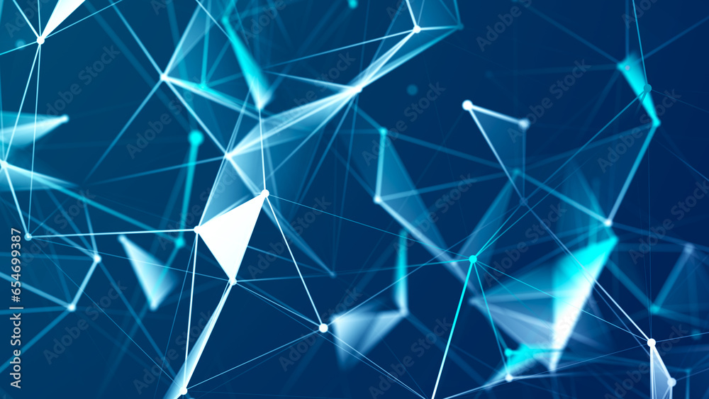 Poster polygonal background with dots and lines. network connection structure. science and technology. 3d