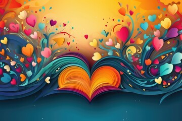 Abstract Background Celebrating Book Lovers Day or National Poetry Month