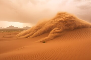 Fototapeta na wymiar Desert landscape with a sandstorm