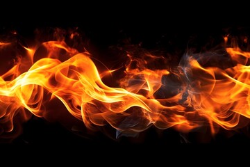 Fire flames isolated on black background