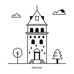 Galata Tower vector Solid  Design illustration. Symbol on White background EPS 10 File 