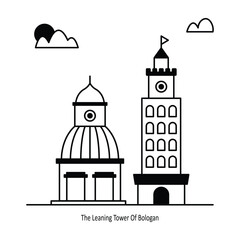 The Leaning Tower Of Bologna vector Solid  Design illustration. Symbol on White background EPS 10 File 