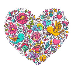 heart with flowers , heart doodle