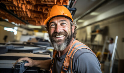 portrait of Ceiling Tile Installer, who Apply or mount acoustical tiles or blocks, strips, or sheets of shock-absorbing materials to ceilings and walls of buildings to reduce or reflect sound